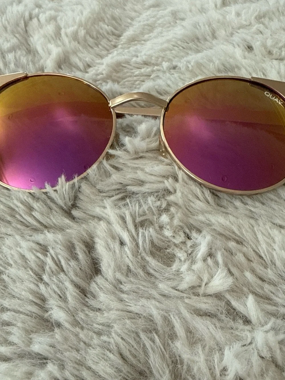 Quay Australia Gold Frame Sunglasses with Pink-Gold Mirrored Lenses